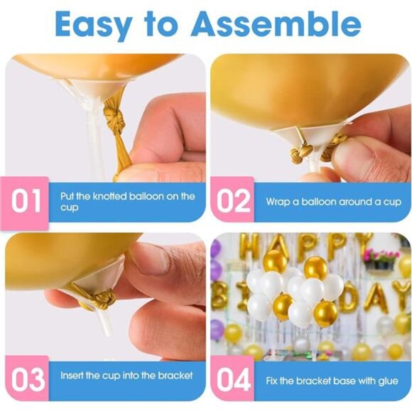 4 Sets Balloon Stand Kits, Balloon Sticks Holder with Base for Table Graduation - Picture 6 of 8